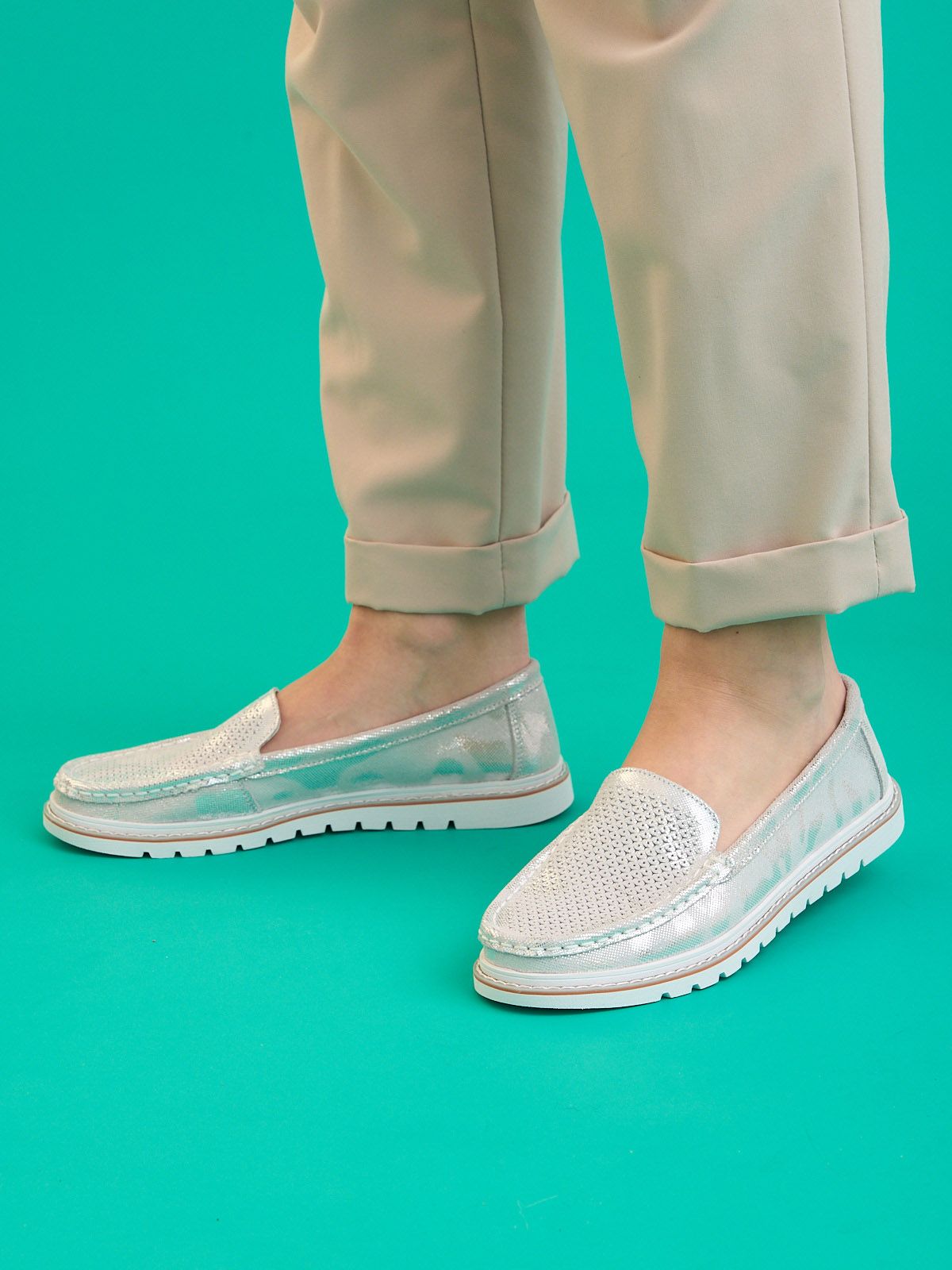 Мокасины  XH98386-2-silver